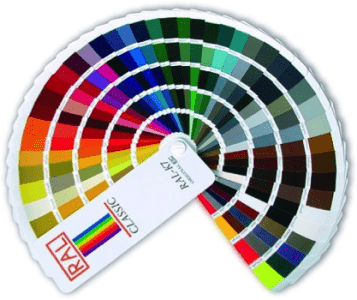 stupnice barev RAL vzorník barevný nástřik plechvé dveře